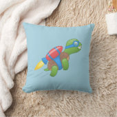赤飛んでいるいジェットパックブルー装飾用クッションのカメ クッション (ブランケット)