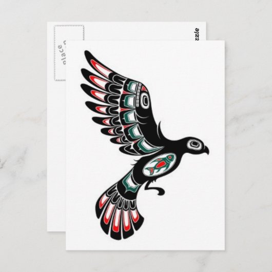 赤飛んでいると黒のハイダスピリットバード白 ポストカード (正面/裏面)