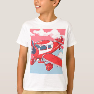 赤飛行機アイ・アート Tシャツ