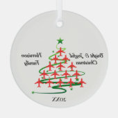 赤飛行機クリスマスツリー、航空、シンプル ガラスオーナメント (裏面)