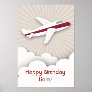 赤飛行機誕生日ポスター ポスター