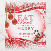 赤食べい雪のメリー中で ワインラベル (シングルラベル)