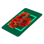 赤食べとターコイズのポピーが咲き誇る マグネット (左側)