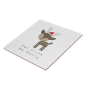 赤食べサンタ帽で聖降誕祭のシカを飲め タイル (側面)