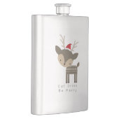赤食べサンタ帽で聖降誕祭のシカを飲め フラスク (右)