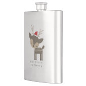 赤食べサンタ帽で聖降誕祭のシカを飲め フラスク (左)
