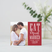 赤食べ酒を飲んで日結婚した付を保存 案内ポストカード (スタンド正面)
