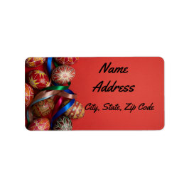 赤飾い背景の卵 ラベル