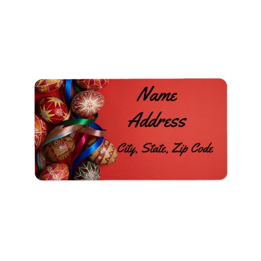 赤飾い背景の卵 ラベル (正面)