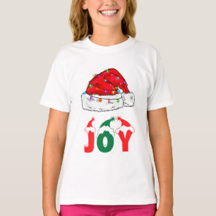 赤飾サンタハットとJOY文字 Tシャツ