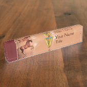 赤馬と金ゴールドの獣医記号 デスクネームプレート (側面)