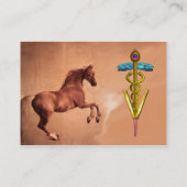 赤馬と金ゴールドの獣医記号 名刺 (裏面)