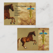 赤馬と金ゴールドの獣医記号 名刺 (正面/裏面)