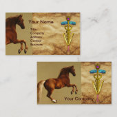 赤馬と金ゴールドの獣医記号 名刺 (正面/裏面)