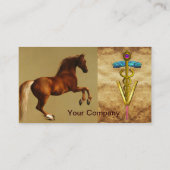 赤馬と金ゴールドの獣医記号 名刺 (裏面)