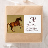 赤馬モノグラム、茶色の白 ラベル (インサイチュ)