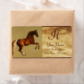 赤馬モノグラム，茶色の羊皮紙 ラベル (インサイチュ)