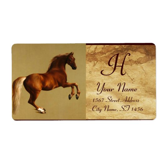 赤馬モノグラム，茶色の羊皮紙 ラベル (正面)