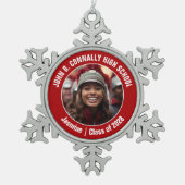 赤高校マーチングバンド写真ギフト スノーフレークピューターオーナメント (正面)