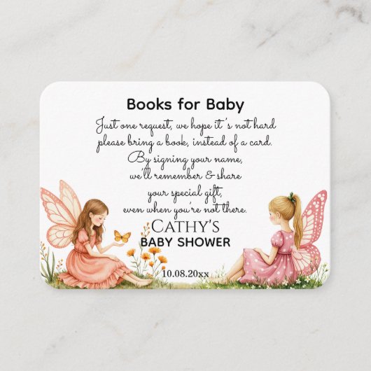 赤魅力的ちゃんシャワー用ピンクの妖精の本 エンクロージャーカード (正面)