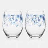 赤魅力的ちゃんブルーフローラドロップlママ&パパto-be ステムなしワイングラス (裏面)