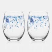 赤魅力的ちゃんブルーフローラドロップlママ&パパto-be ステムなしワイングラス (左)