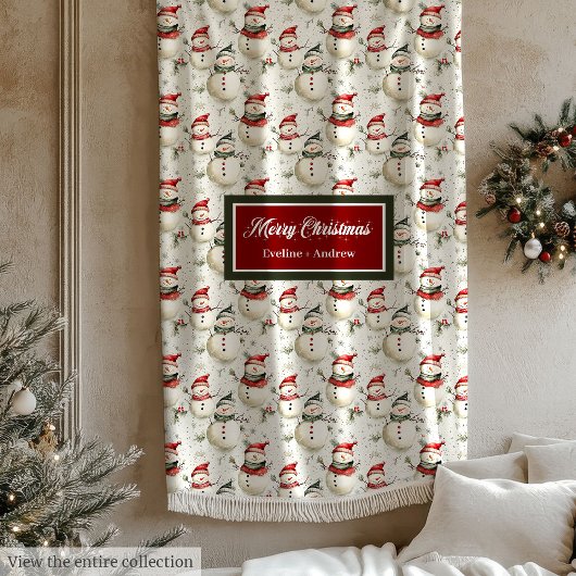 赤魅力的と緑の水彩毛布 フリースブランケット