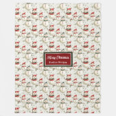 赤魅力的と緑の水彩毛布 フリースブランケット (正面)