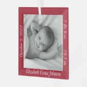 赤魅力的ベビーの最初の写真、名前、統計 ガラスオーナメント (正面左)