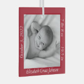 赤魅力的ベビーの最初の写真、名前、統計 ガラスオーナメント (正面右)