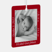 赤魅力的ベビーの最初の写真、名前、統計 メタルオーナメント (正面右)