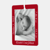 赤魅力的ベビーの最初の写真、名前、統計 メタルオーナメント (正面左)