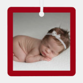 赤魅力的ベビーの最初の写真、名前、統計 メタルオーナメント (裏面)