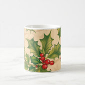 赤魅力的果実と離れの緑のホリーの コーヒーマグカップ (中央)