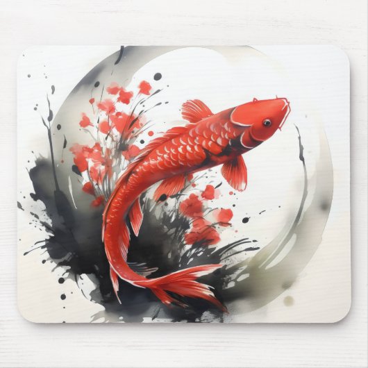 赤魚の絵を描インク マウスパッド (正面)