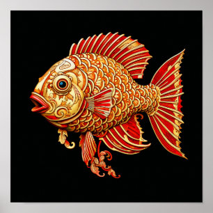 赤魚ダーク絵画ズ ポスター