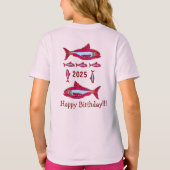赤魚子供へTシャツハッピーバースデー2025 Tシャツ (裏面)