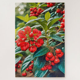 赤鮮やかい花と果実の房 ジグソーパズル