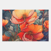 赤鮮やかい花と果実の房 ラッピングペーパーシート (正面2)