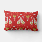 赤鮮やかと金ゴールドのイカットパターン ランバークッション (裏面)