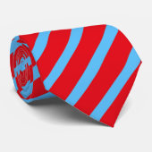 赤鮮やかと青のストライプパターン ネクタイ (ロール)
