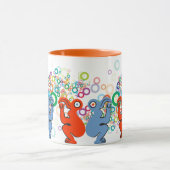 赤鮮やかと青の東アイランドバードデザイン マグカップ (中央)