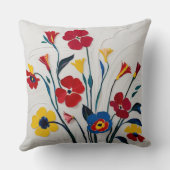 赤鮮やかと黄のフローラ クッション (裏面)