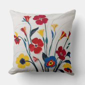赤鮮やかと黄のフローラ クッション (正面)