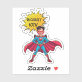 赤鮮やかと黄色のスーパーヒーロー風刺画 シール (シート)