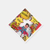 赤鮮やかと黄色のスーパーヒーロー風刺画 スタンダードカクテルナプキン (角)