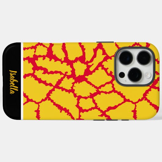 赤鮮やかと黄色の形状のデザイン Case-Mate iPhoneケース (裏面 (横))