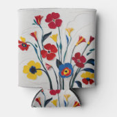 赤鮮やかと黄色の花芸術 缶クーラー (正面)
