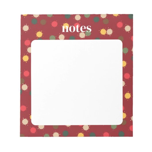 赤鮮やかのカラフル水玉模様 ノートパッド (正面)