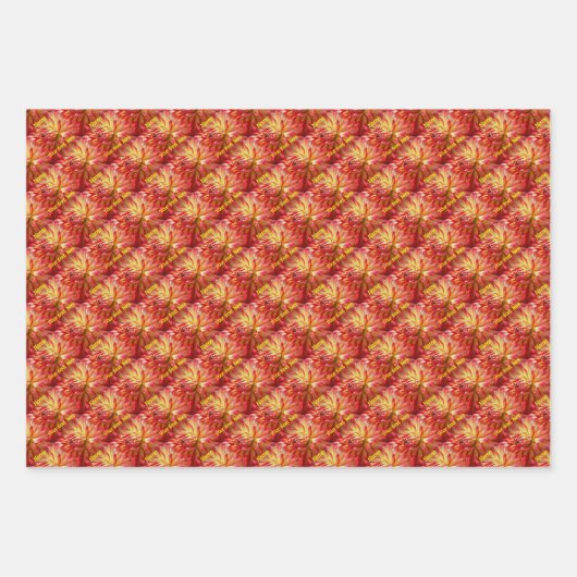 赤鮮やかダリアフラワーパーソナライズされた自然 ラッピングペーパーシート (正面2)